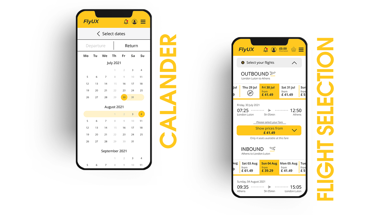 FlyUX app Calander