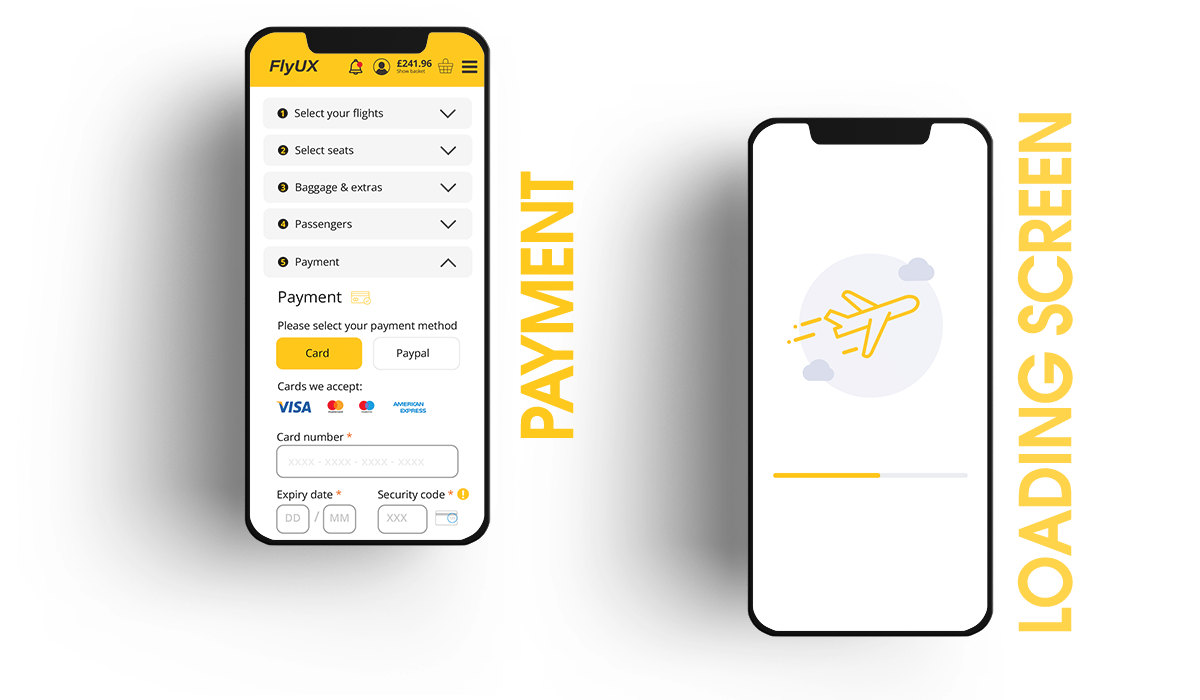 FlyUX app payment screen