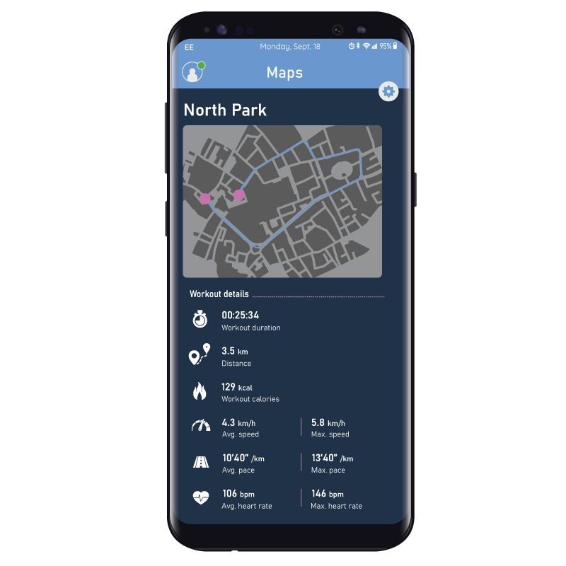 MyRun app Maps screen