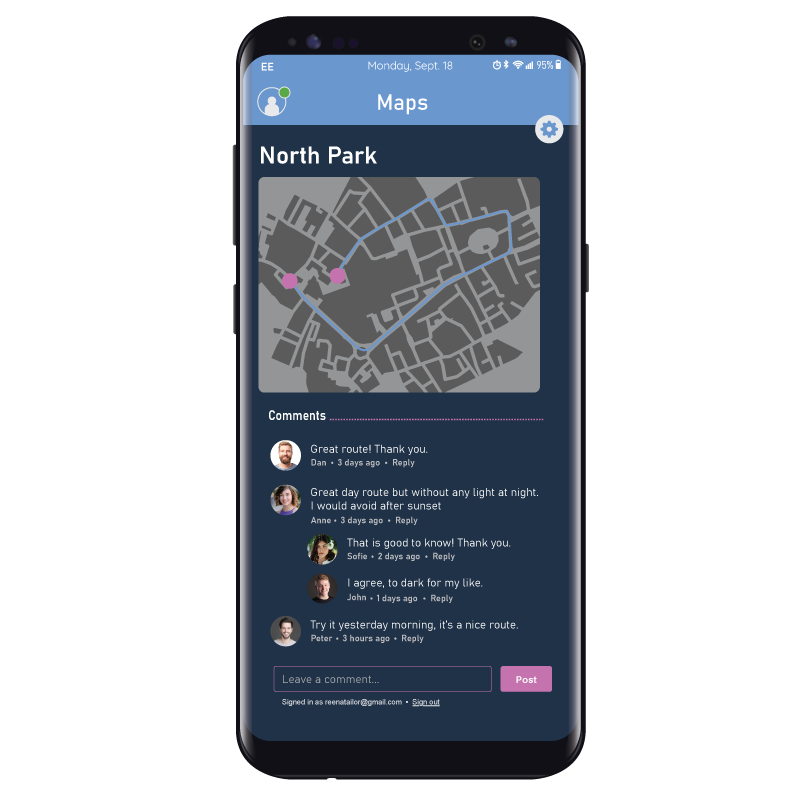 MyRun app Maps screen