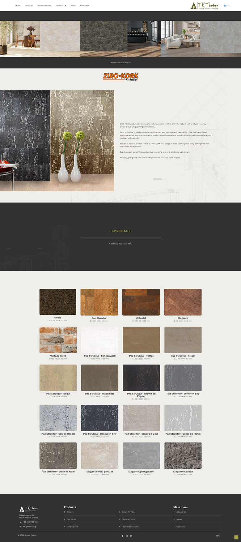 TK Timber website product page